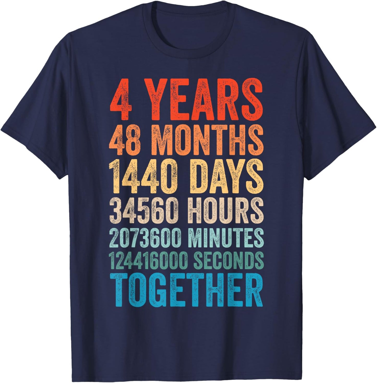 4 Year Anniversary Him Her Couple 4th Wedding T-Shirt - T-Shirt | Navy