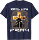 Real Men Pray Lion Judah Christian Religious Cross Graphic T-Shirt - T-Shirt | Navy