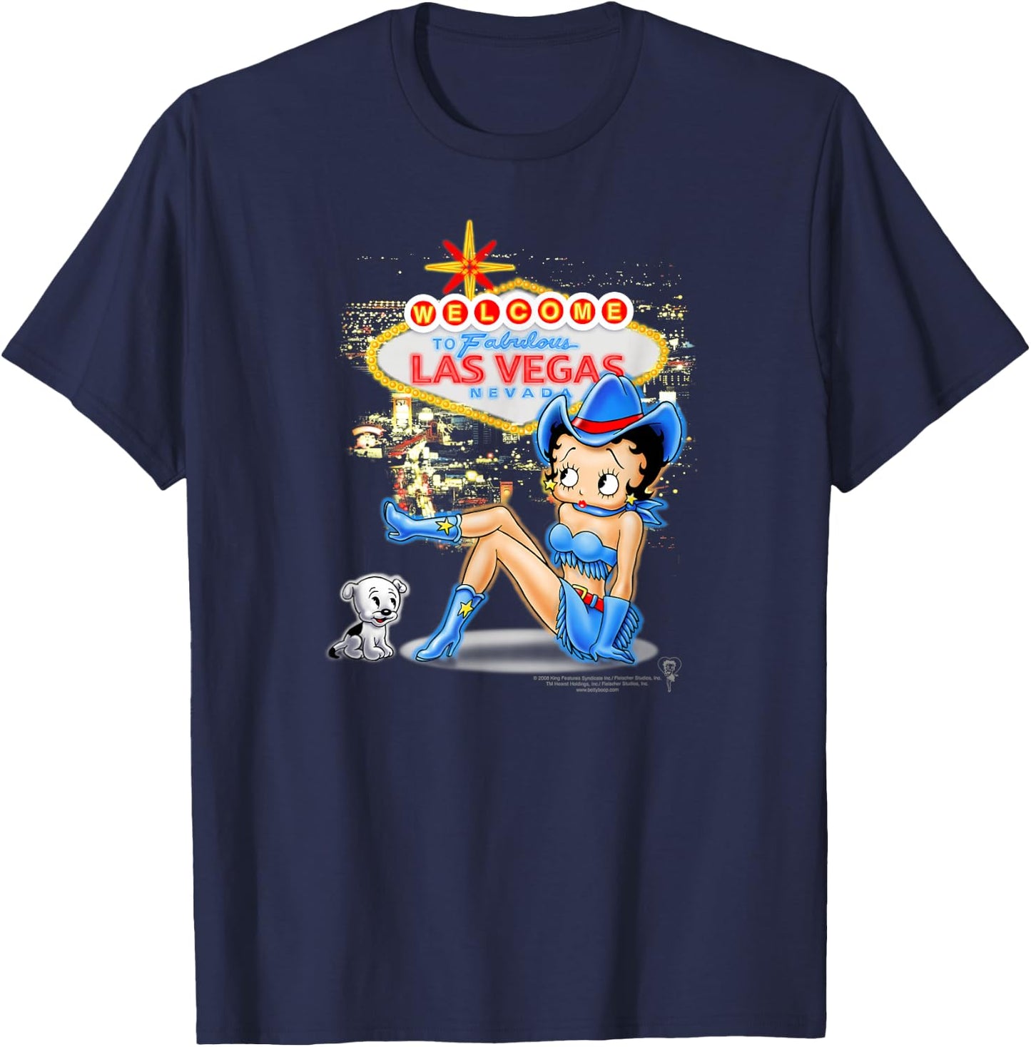 Betty Boop Welcome Las Vegas Small T-Shirt - T-Shirt | Navy