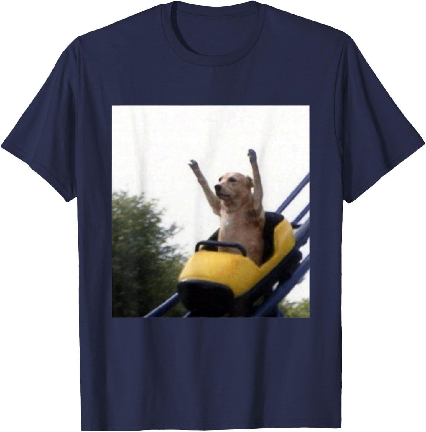 Labrador Dog Roller Coaster Funny Meme T-Shirt - T-Shirt | Navy