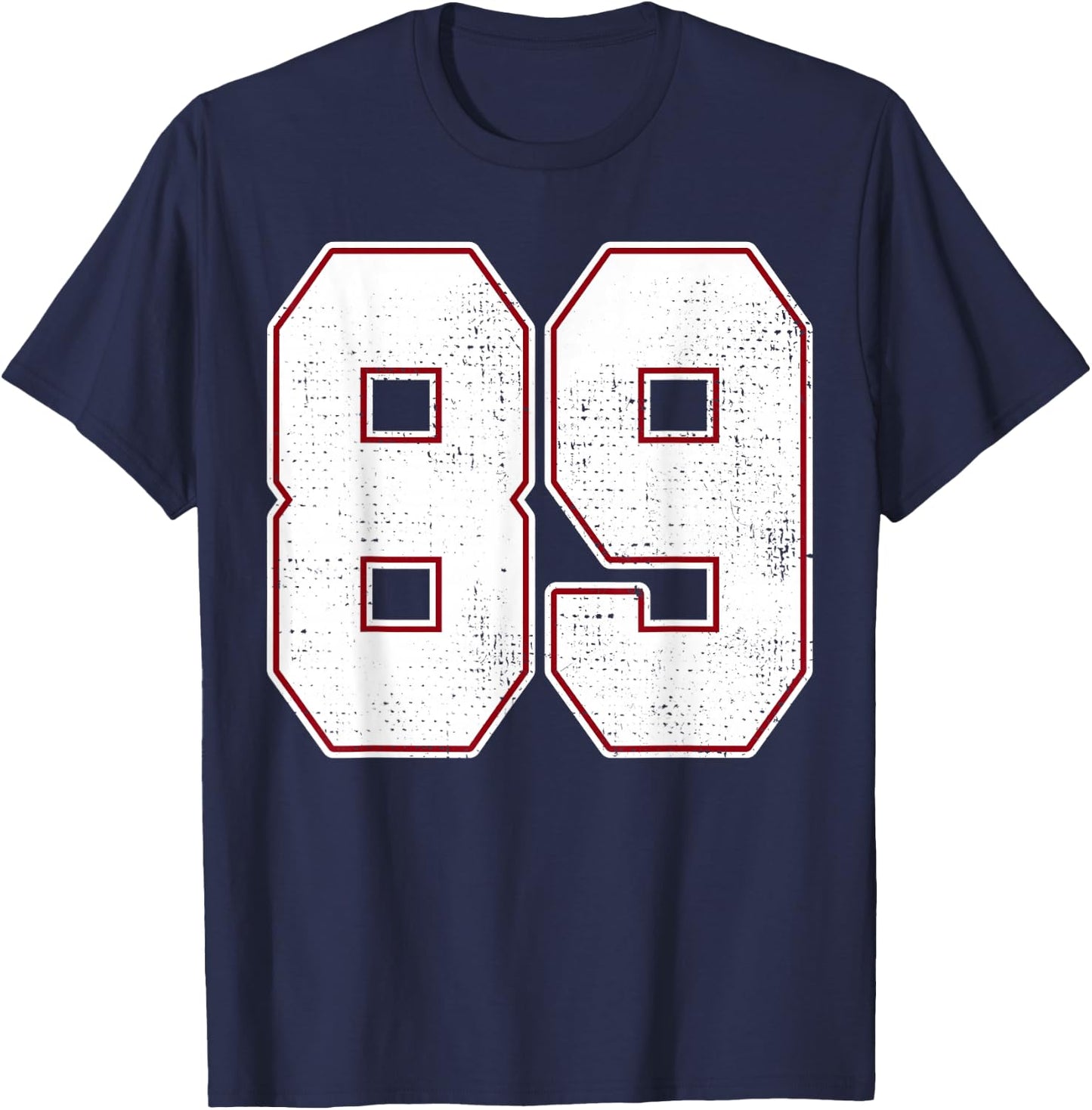 #89 Outline Number 89 Fan Varsity Sports Team Blue Jersey T-Shirt - T-Shirt | Navy