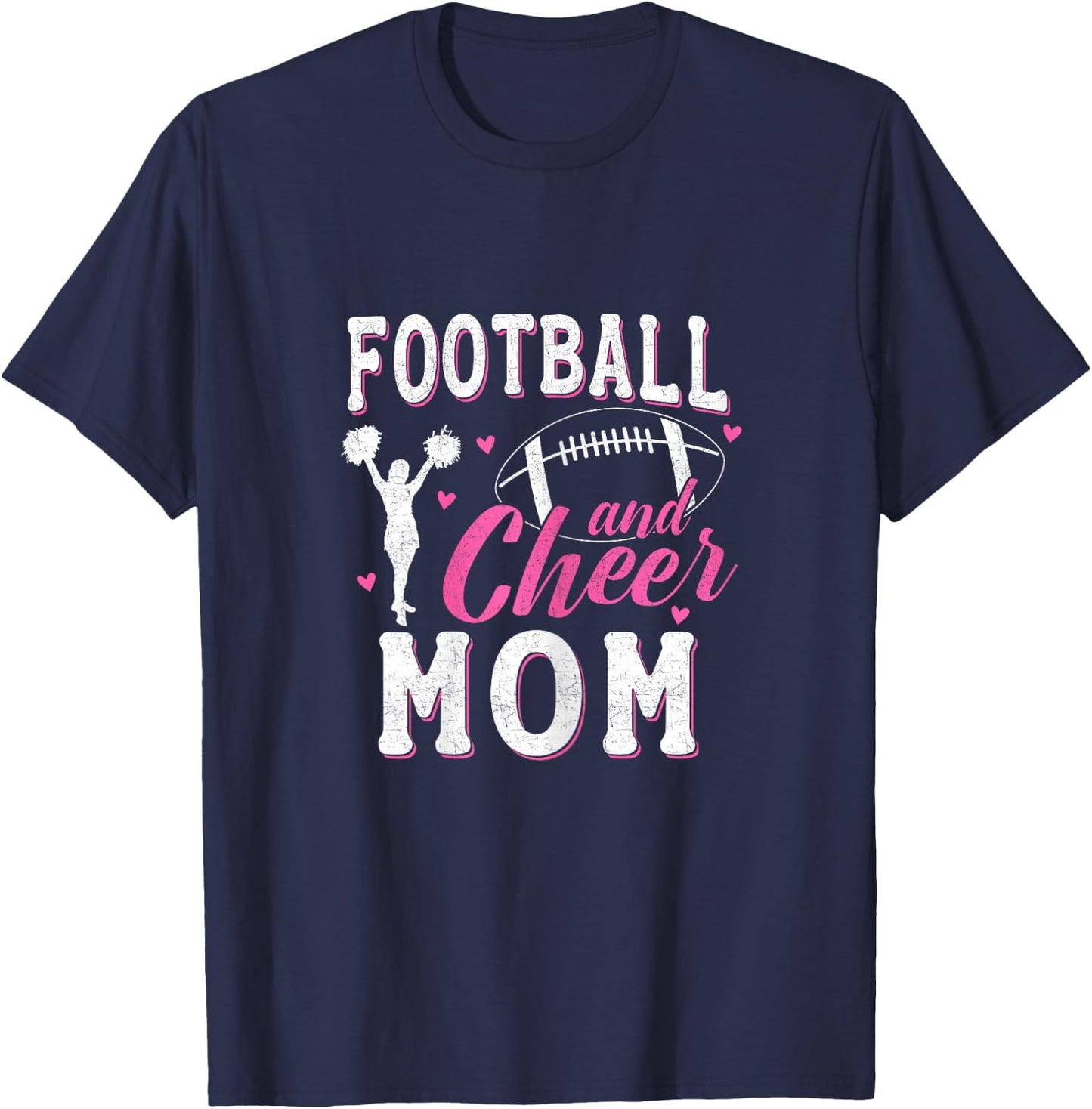 Funny Cheerleading Mom Football and Cheer Mom T-Shirt - T-Shirt | Navy