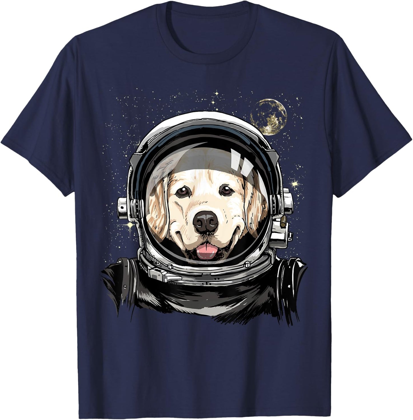 Golden Retriever Astronaut Shirt Dog in Galaxy Space Lover Men Women Girls Kids T-Shirt - T-Shirt | Navy