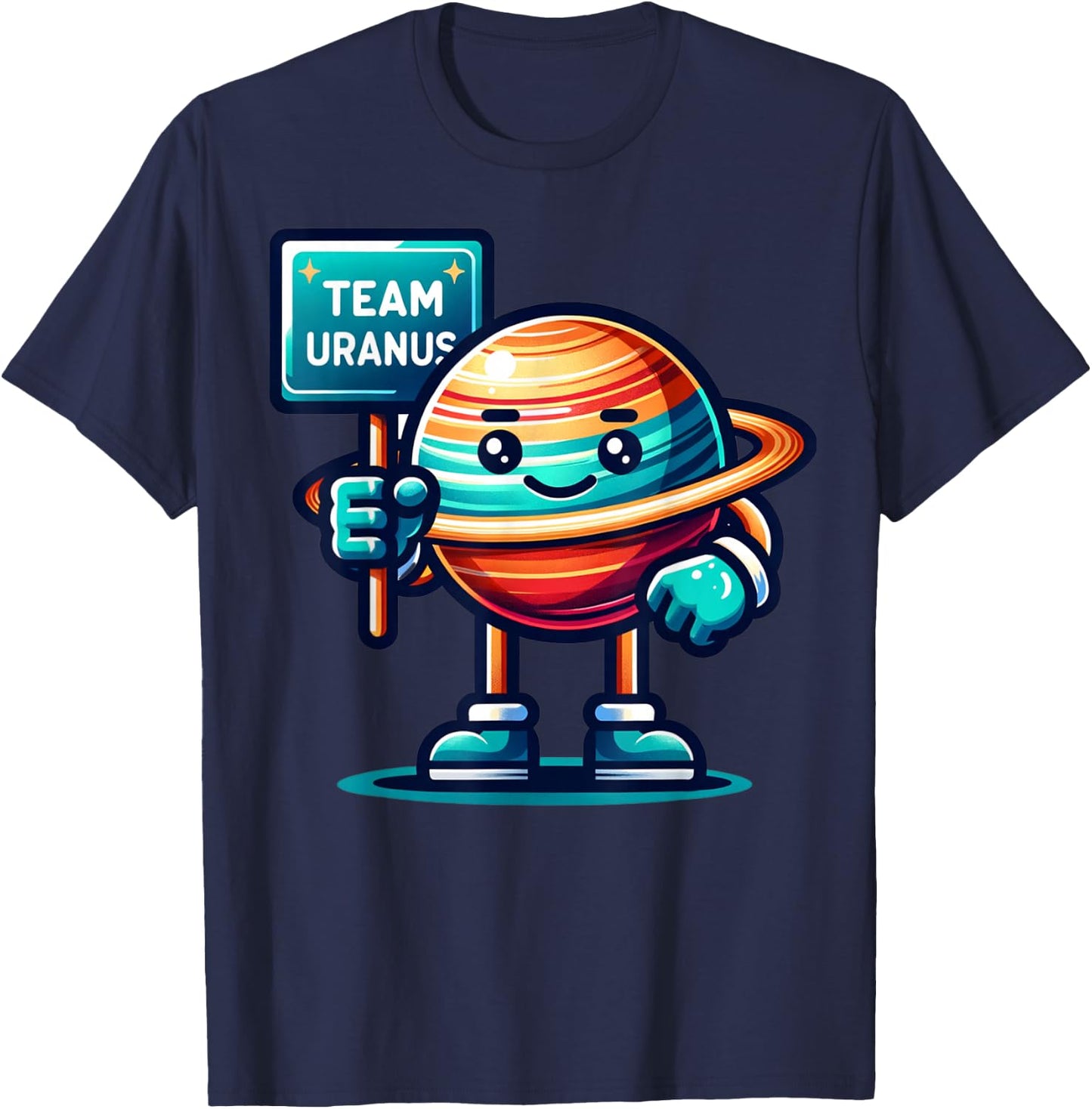 Team Uranus, Planet Mascot, Space Lover, Astronomy T-Shirt - T-Shirt | Navy