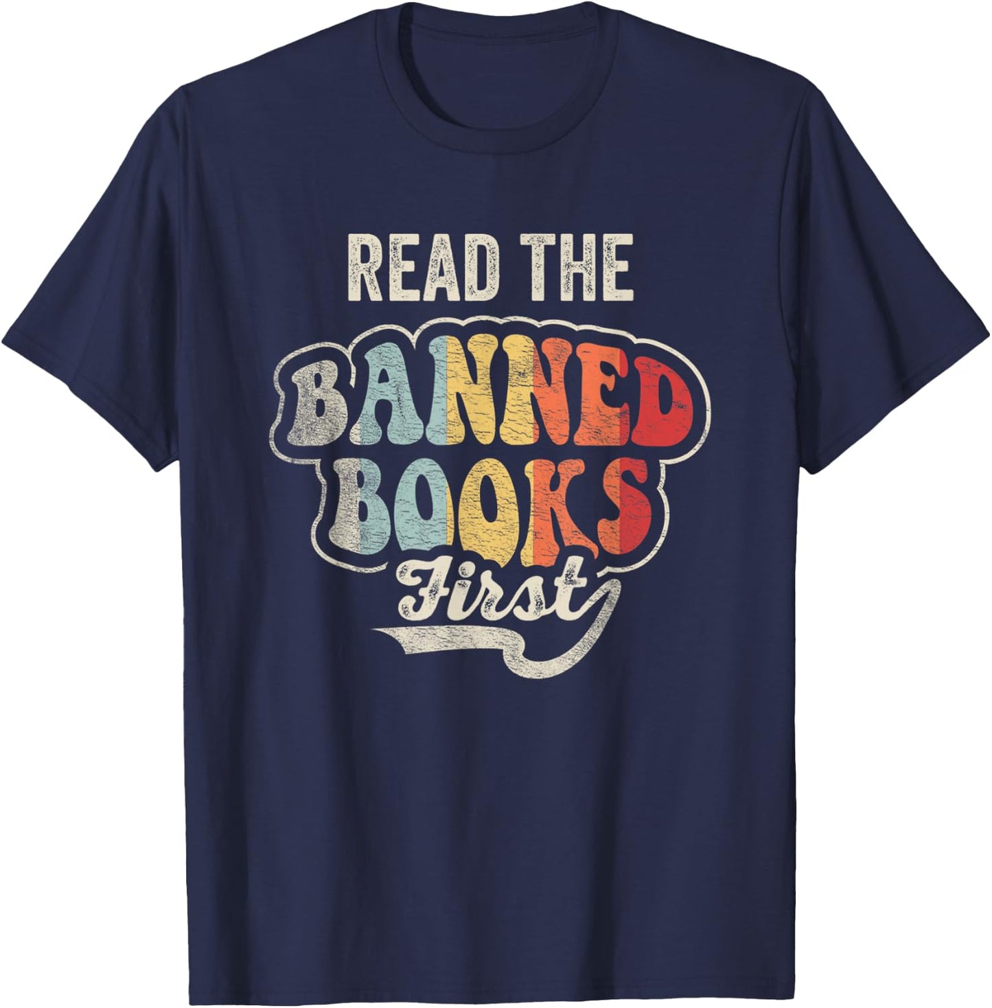 NICE 'N COOL Retro Vintage Read Banned Books First Teacher Librarian T-Shirt - T-Shirt | Navy