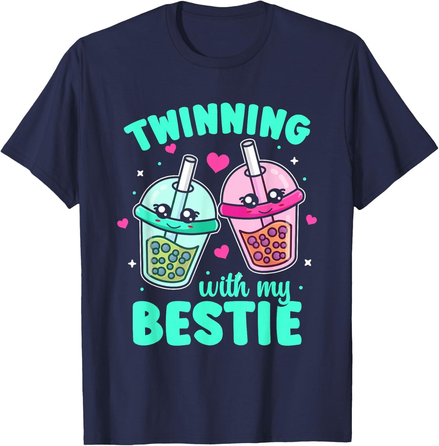 Twinning with My Bestie Twins Day Friends Matching T-Shirt - T-Shirt | Navy