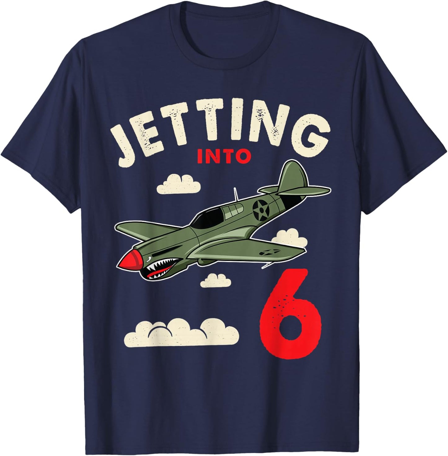 Jetting Into 6 Birthday Aviator Jet Plane Party T-Shirt - T-Shirt | Navy