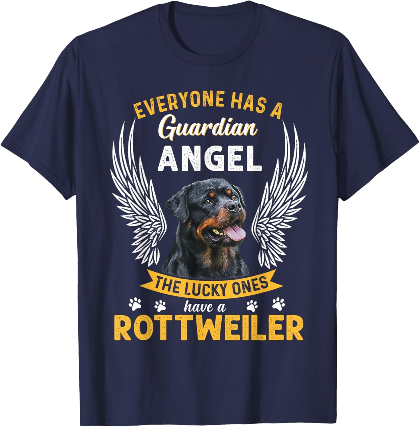 My Rottweiler is A Guardian Angel Gift Who Loves Pets T-Shirt - T-Shirt | Navy