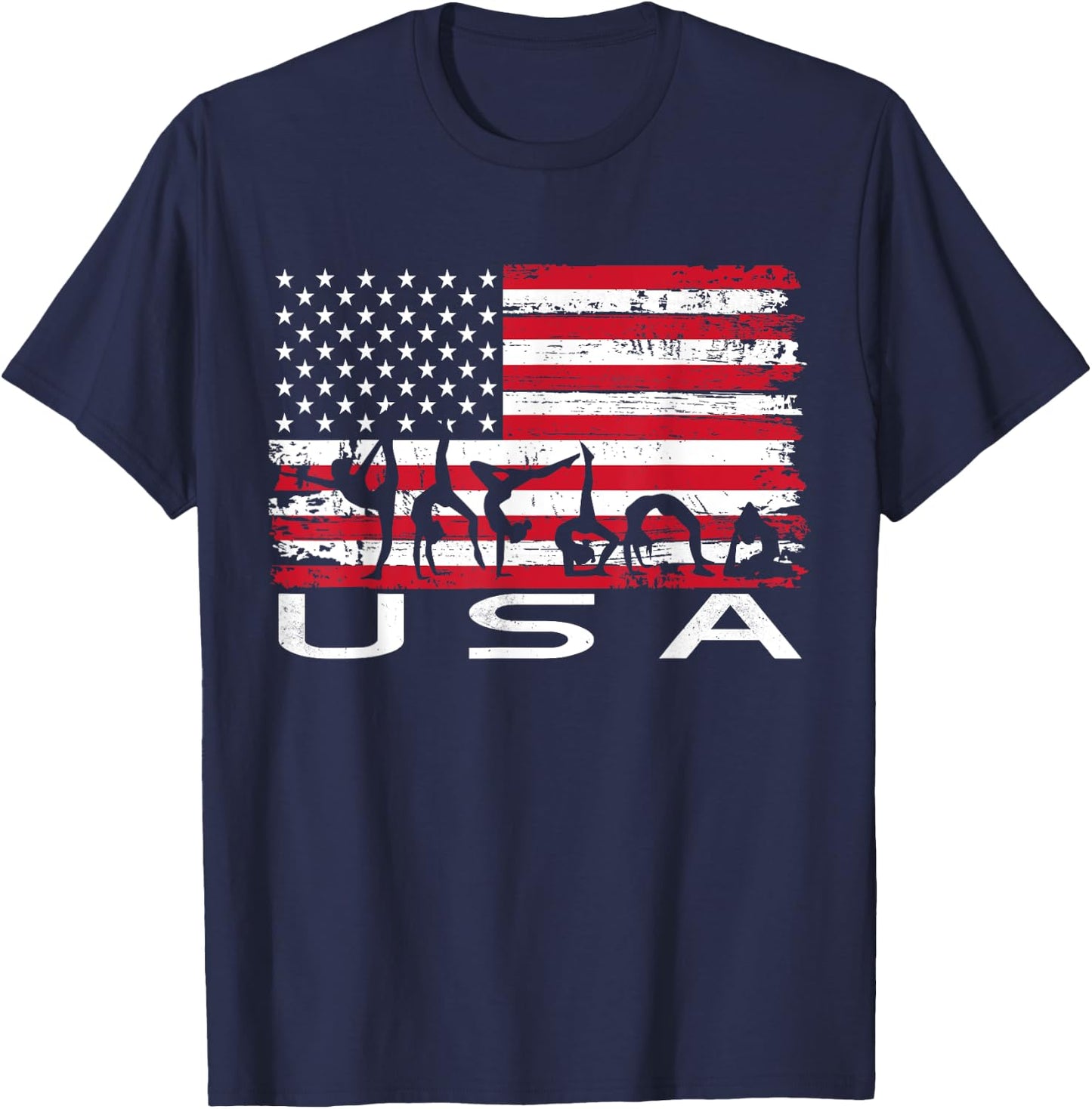 Gymnastic USA Vintage American Flag T-Shirt - T-Shirt | Navy