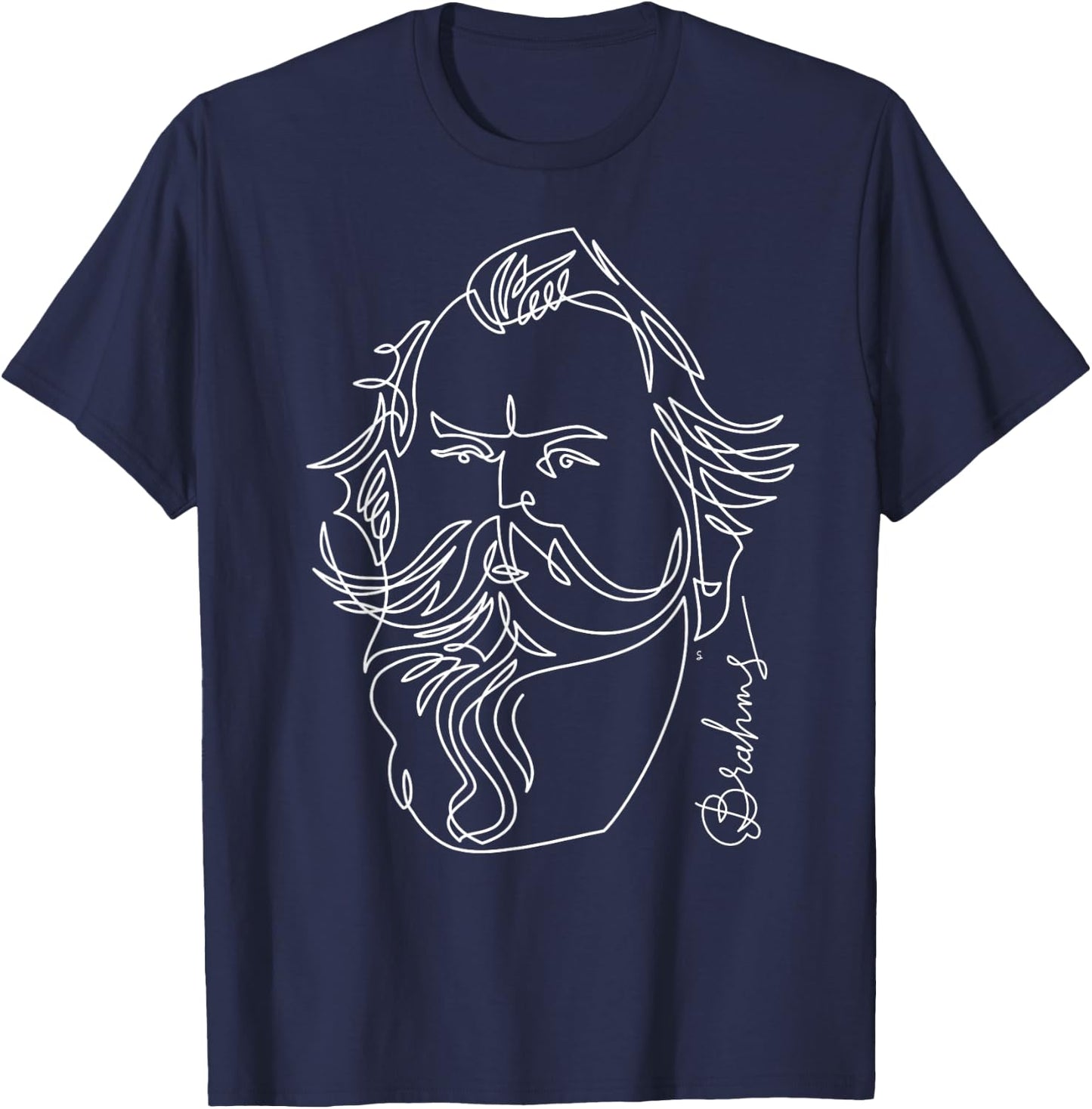 Brahms - Great Composers Classical Portrait Gift T-Shirt - T-Shirt | Navy