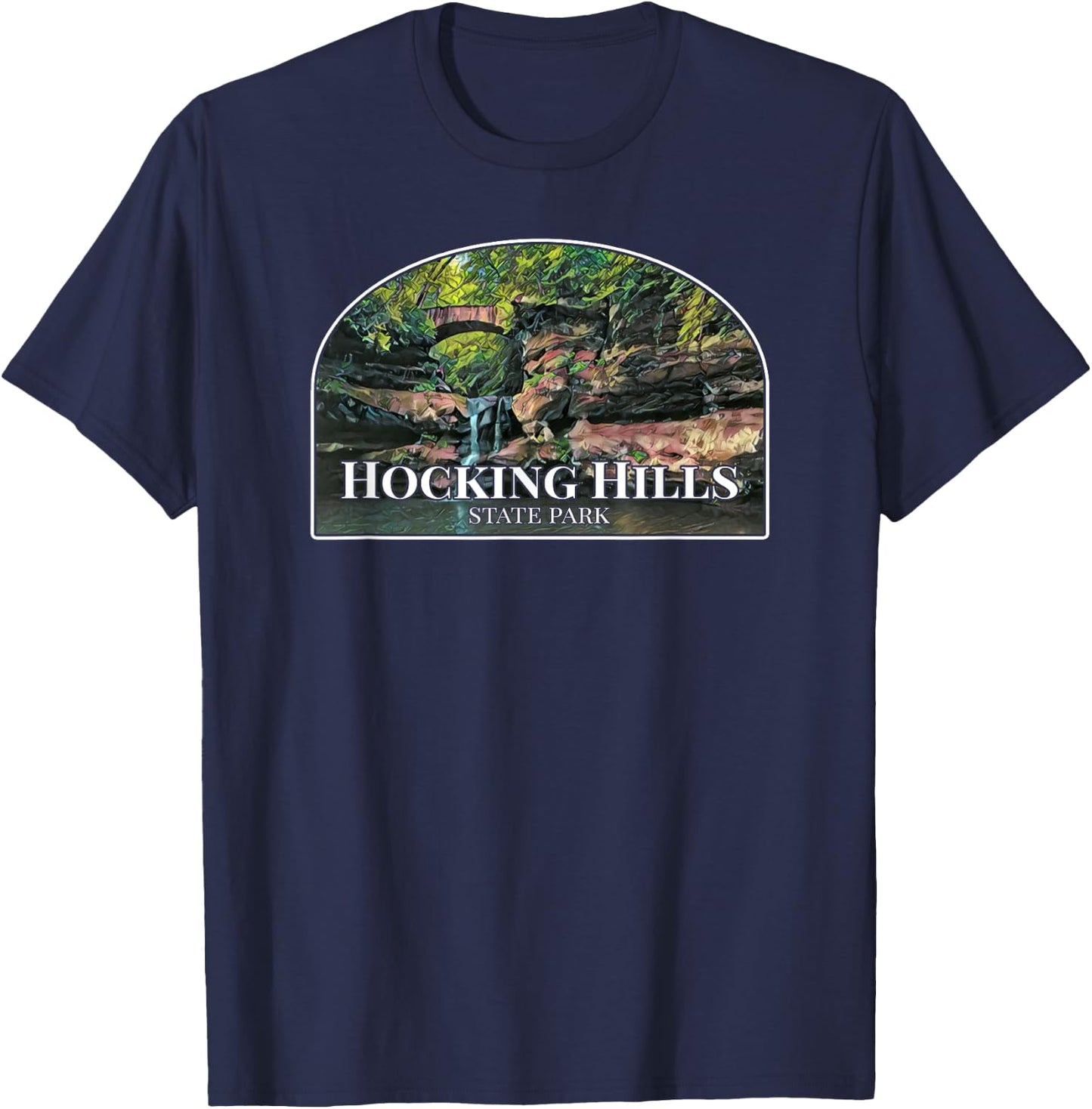 Hocking Hills State Park Ohio Hiking T-Shirt - T-Shirt | Navy