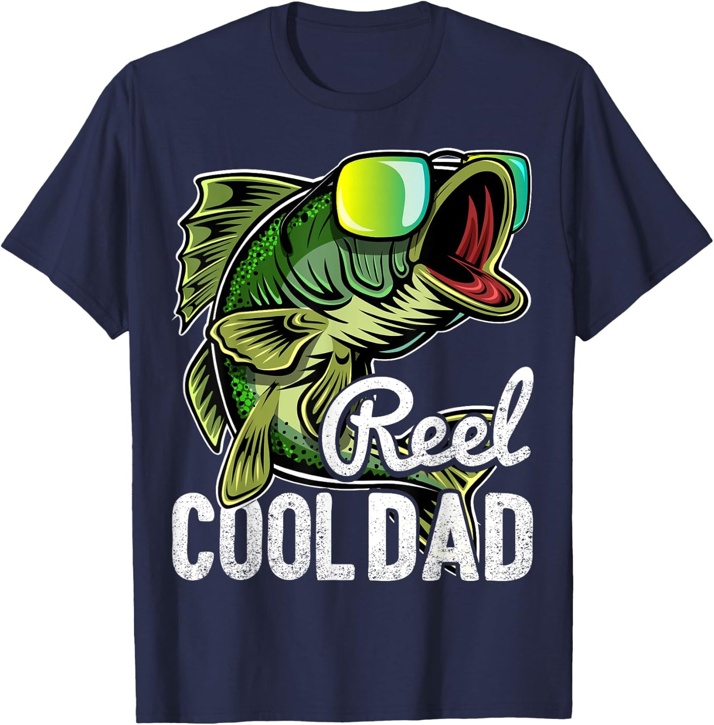 Reel Cool Dad Fishing Sunglasses Funny Father's Day Gift T-Shirt - T-Shirt | Navy