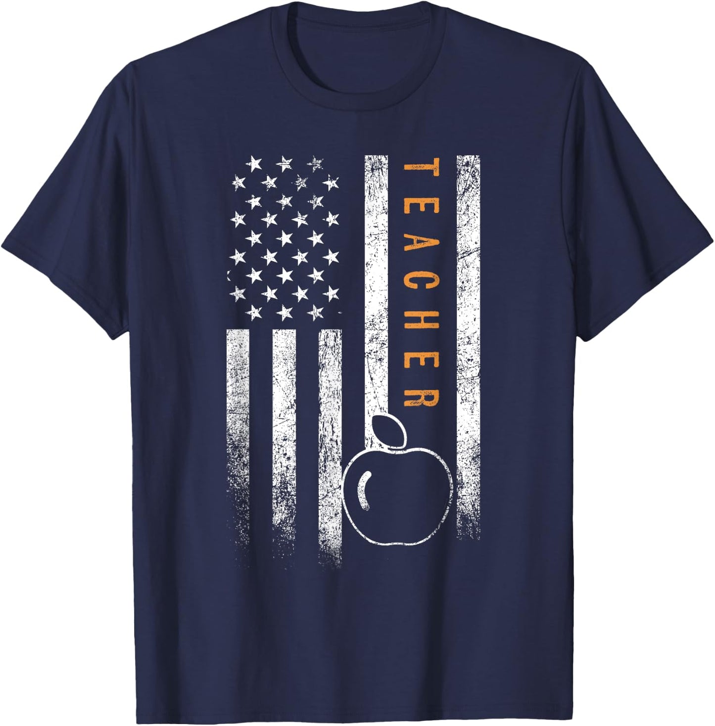 Teacher American Flag Design Teacher's Day Teaching T-Shirt - T-Shirt | Navy