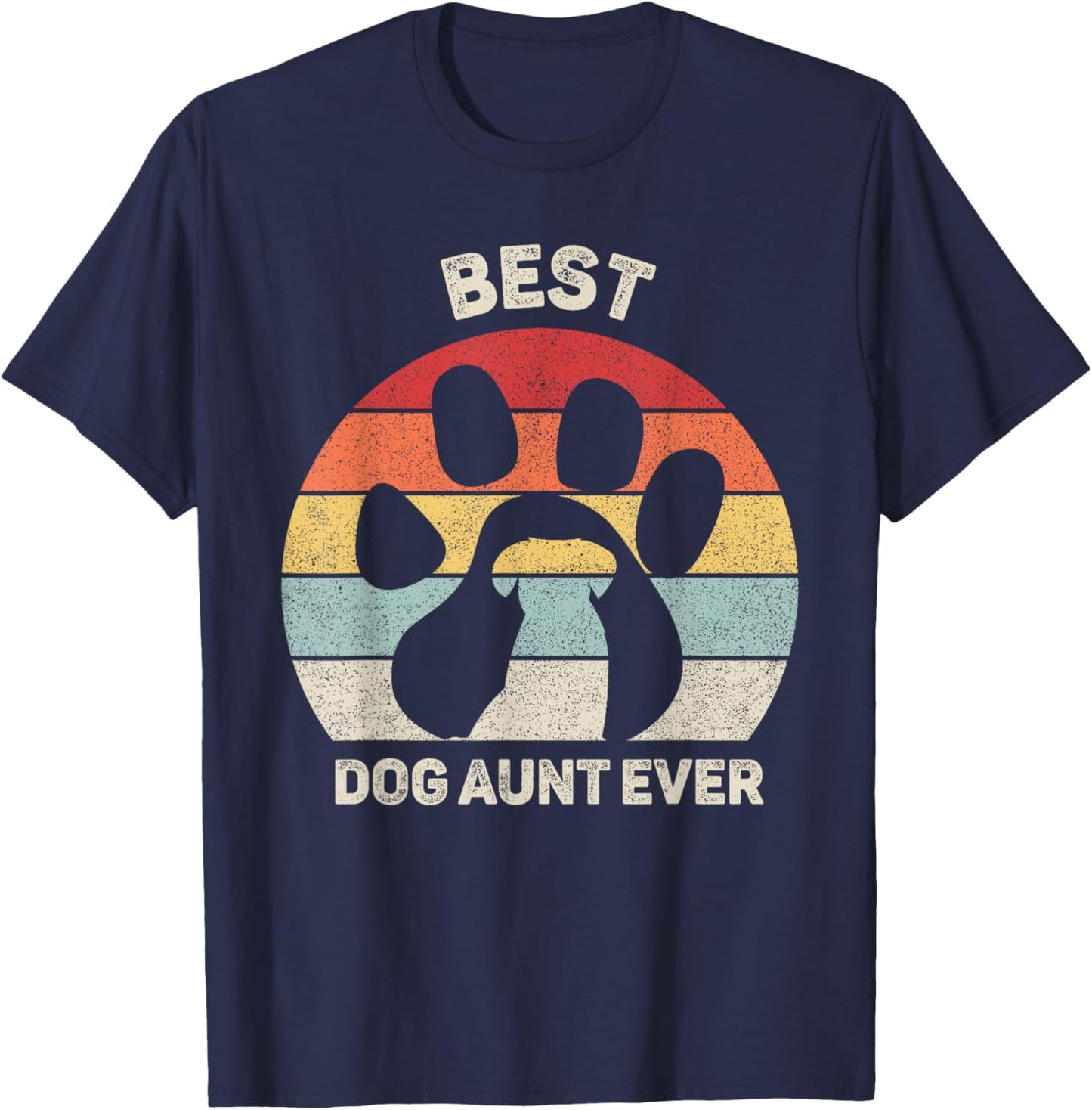 Vintage Retro Best Dog Aunt Ever Auntie Gifts T-Shirt - T-Shirt | Navy