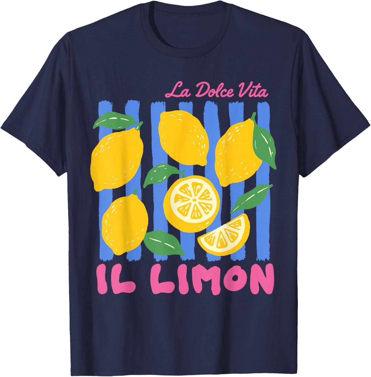 La Dolce Vita Lemon Il Limon Summer Fruit Farmers Market T-Shirt - T-Shirt | Navy