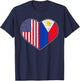 USA Flag Heart Filipino Heritage Pinoy Love Philippines T-Shirt - T-Shirt | Navy