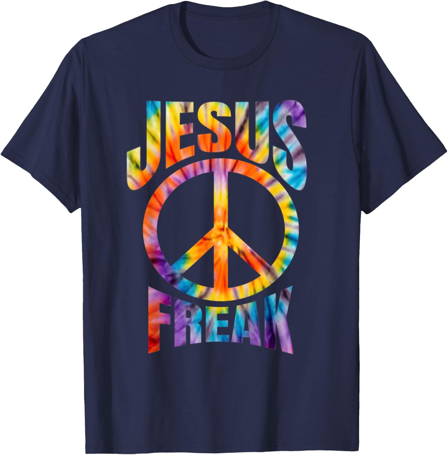 Jesus Freak - Christian Retro Tie Dye Lettering T-Shirt - T-Shirt | Navy