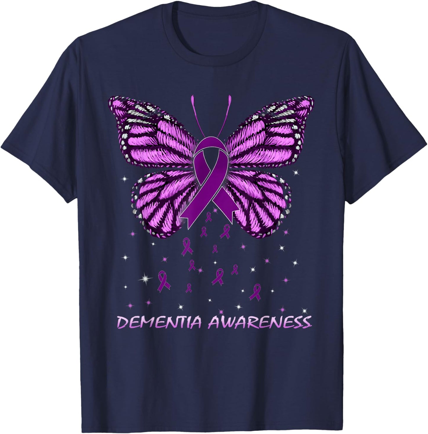Dementia Awareness Butterfly T-Shirt - T-Shirt | Navy