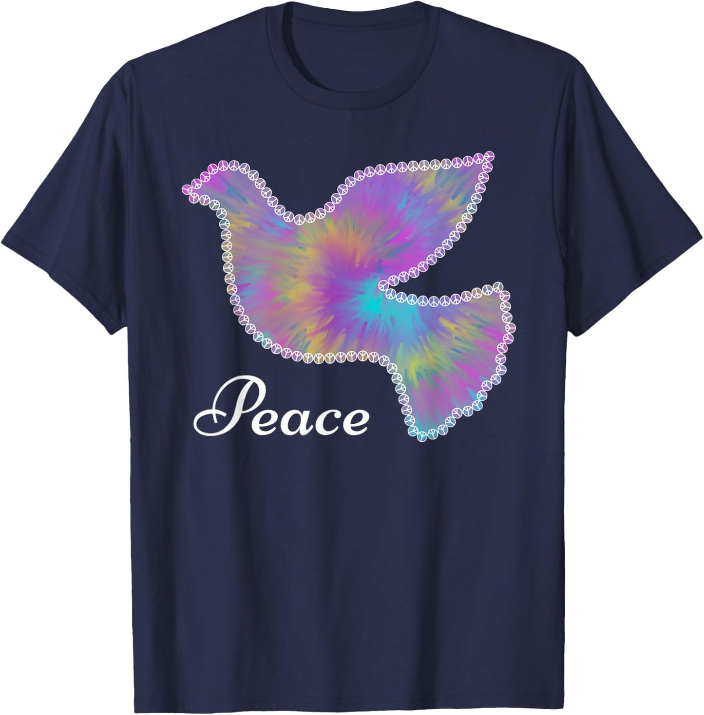 Peace Dove Tie Dye Dove of Peace T-Shirt - T-Shirt | Navy