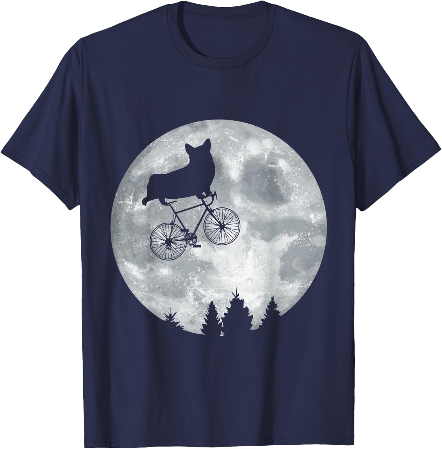 CORGI Riding Moon Bike Halloween Lunar Cycling PWC T-Shirt - T-Shirt | Navy
