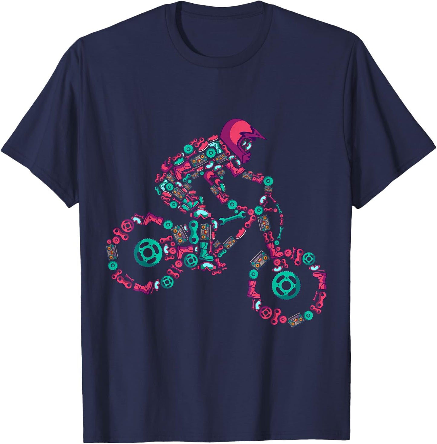 Mountain Bike MTB Downhill Biker Children Boys T-Shirt - T-Shirt | Navy