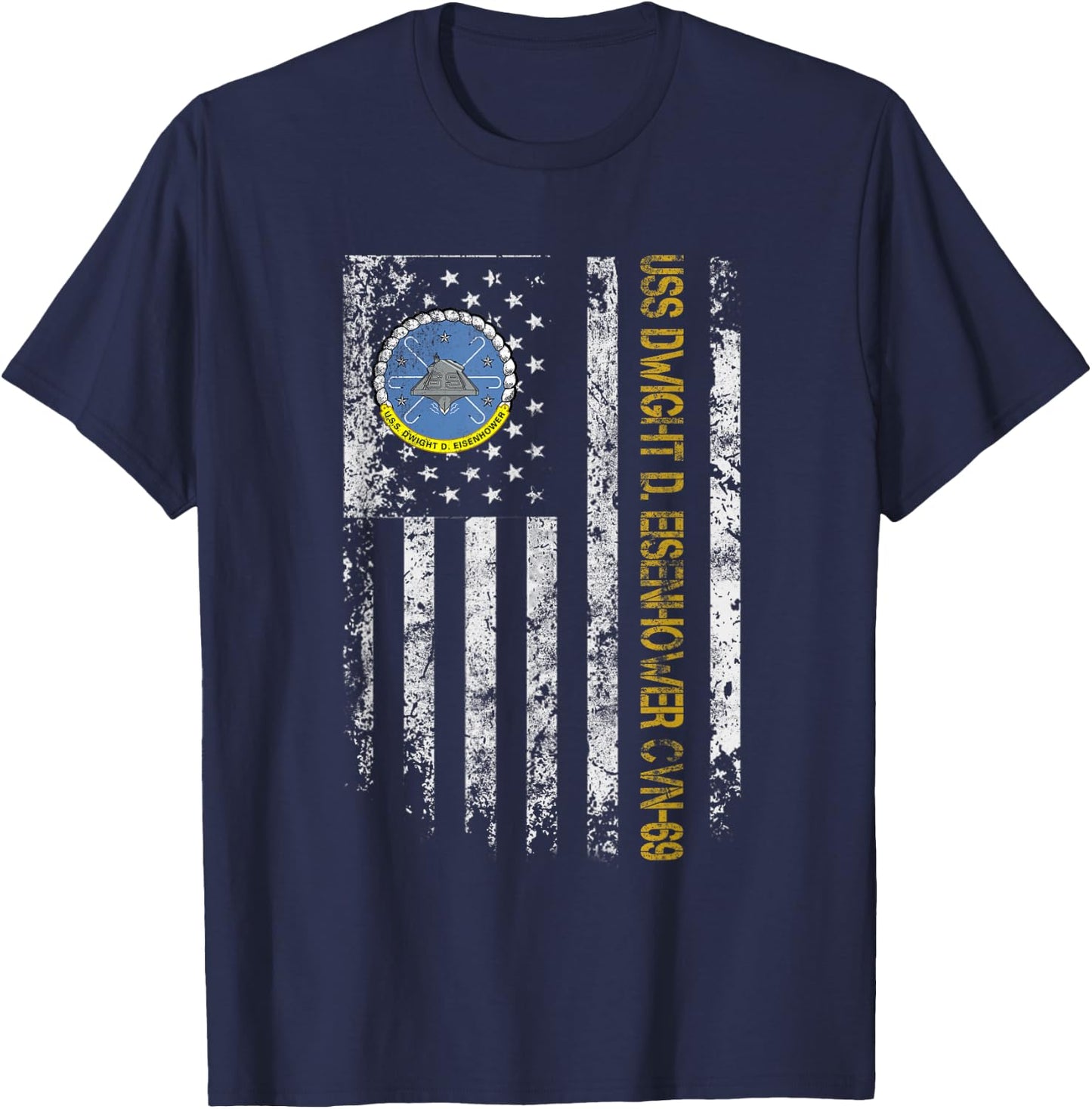 USS Dwight Eisenhower CVN-69 Aircraft Carrier Veteran Flag T-Shirt - T-Shirt | Navy