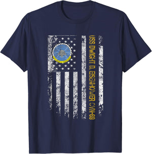 USS Dwight Eisenhower CVN-69 Aircraft Carrier Veteran Flag T-Shirt - T-Shirt | Navy