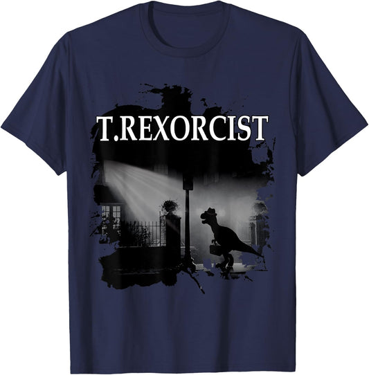 Tyrannosaurus Rex Shirt - T.rexorcist Dinosaur Parody T-Shirt - T-Shirt | Navy
