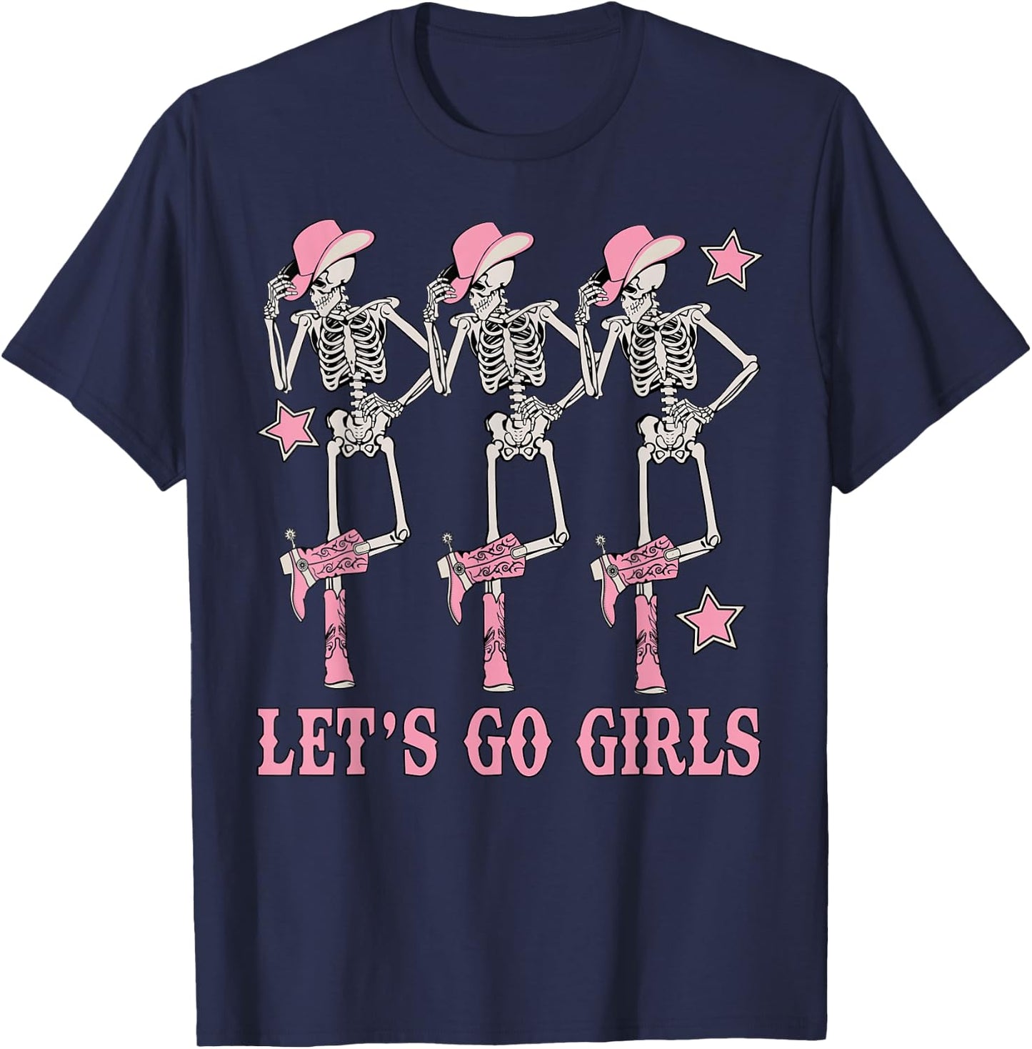 Let's Go Girls Western Skeleton Cowgirls Bachelorette Party T-Shirt - T-Shirt | Navy
