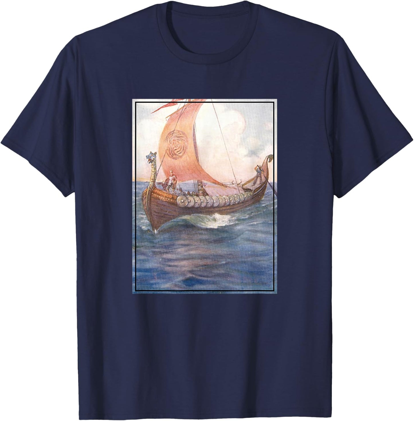 Beowulf Arriving On a Longship (1910) T-Shirt - T-Shirt | Navy