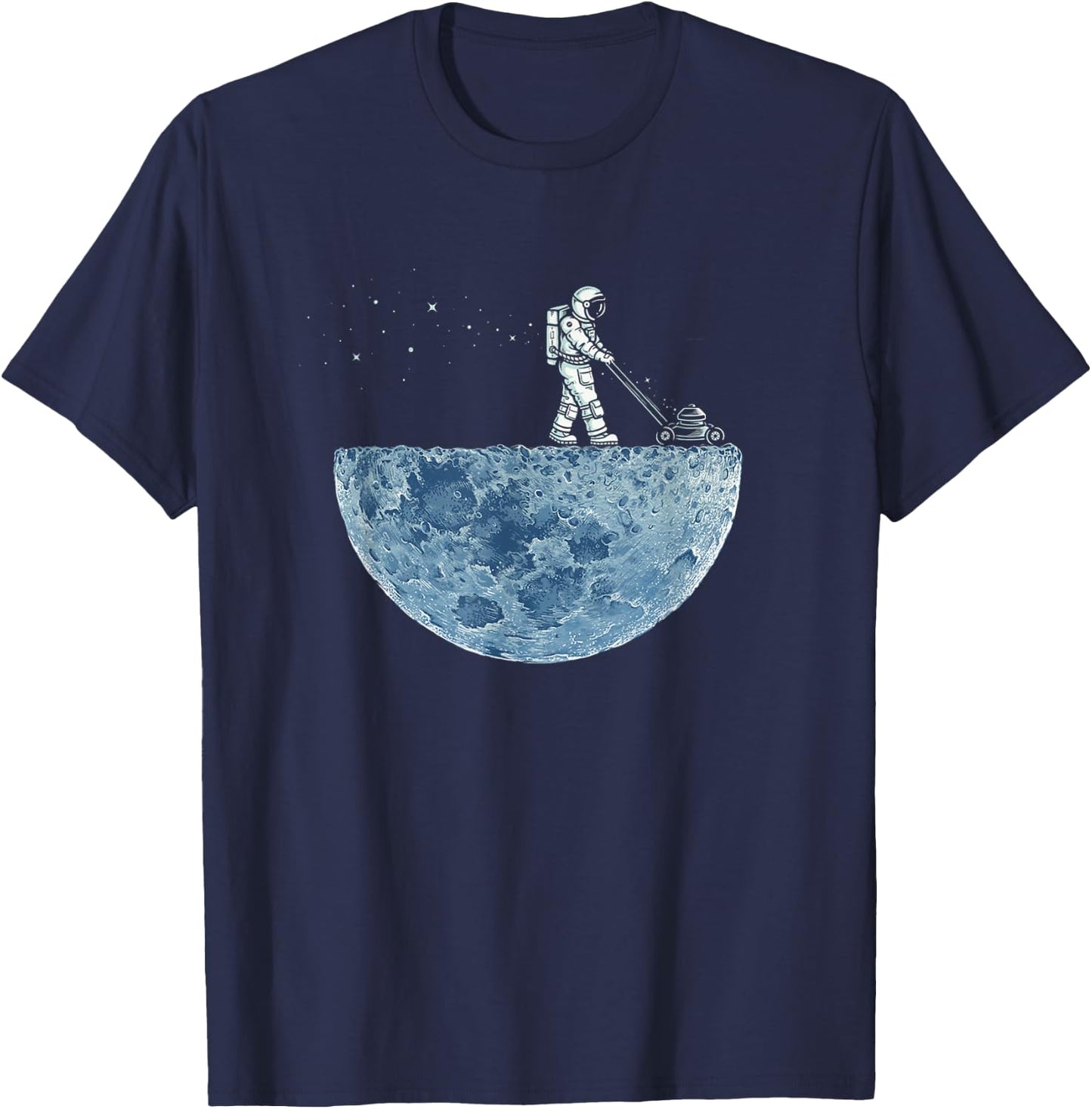 Astronaut Mowing the Moon, "Mown" T-Shirt - T-Shirt | Navy