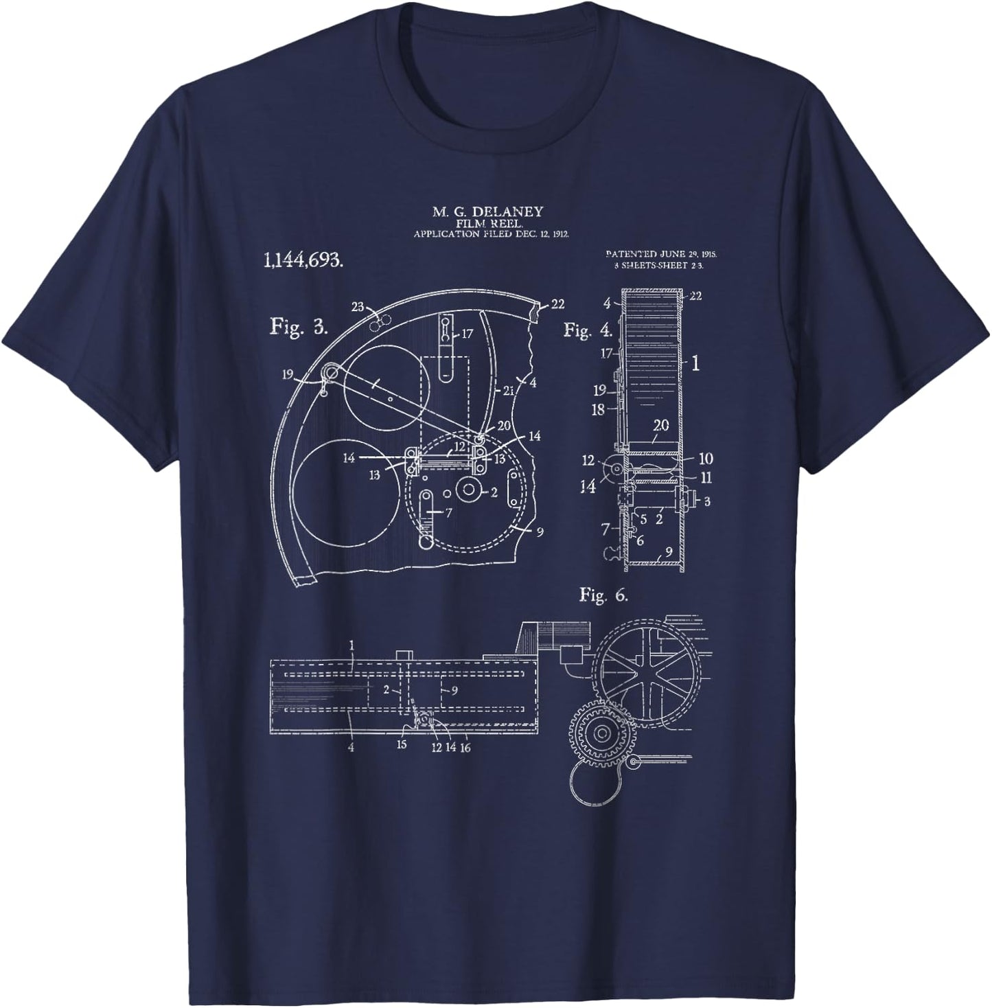 Film Reel Patent Retro Vintage Camera Filmmaker Filmmaking T-Shirt - T-Shirt | Navy