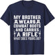 Soldier My Brother Wears Combat Boots Army Proud Sister T-Shirt - T-Shirt | Navy