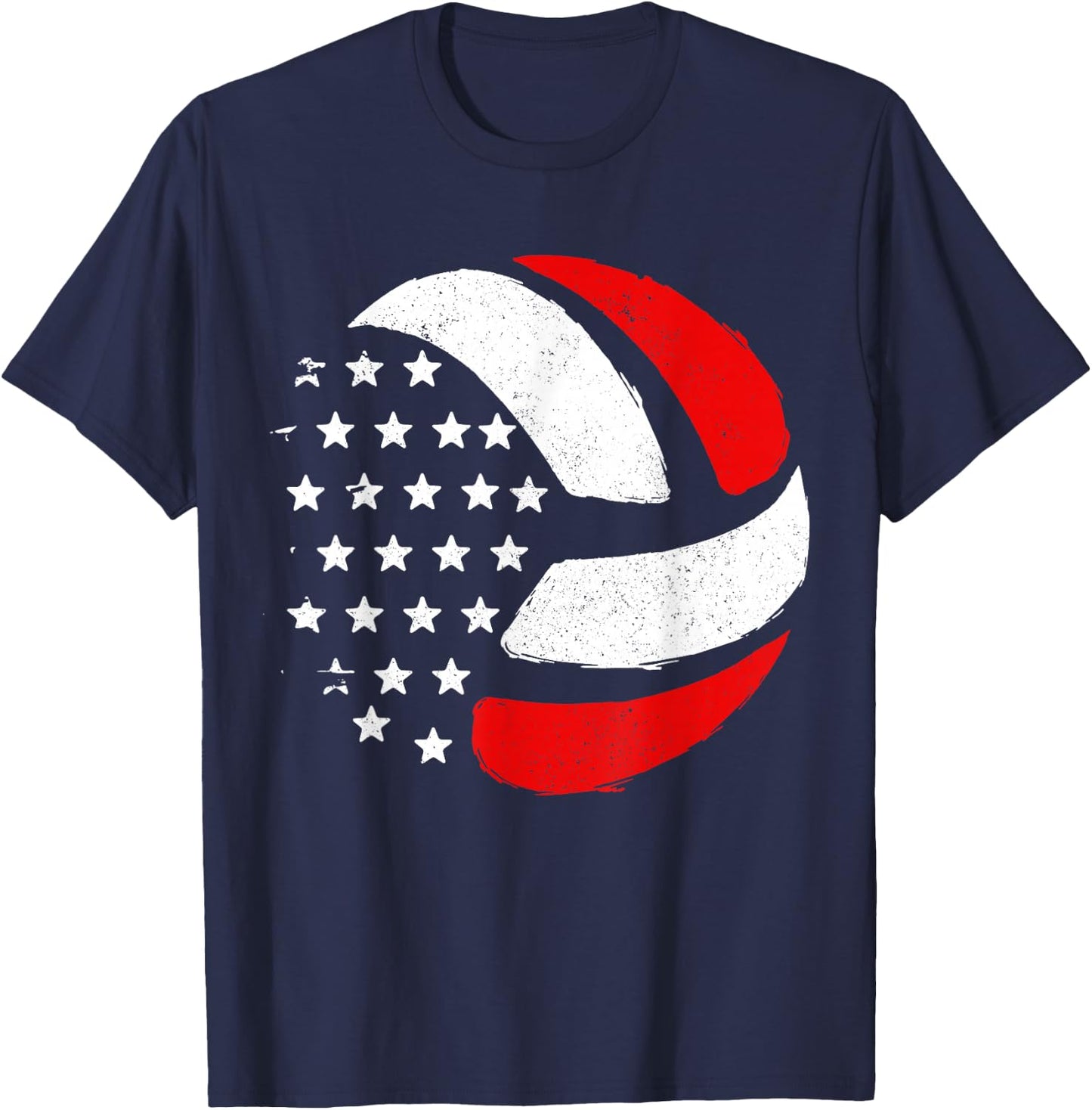 American Flag Patriotic 4th of July Volleyball Player Women Men T-Shirt - T-Shirt | Navy