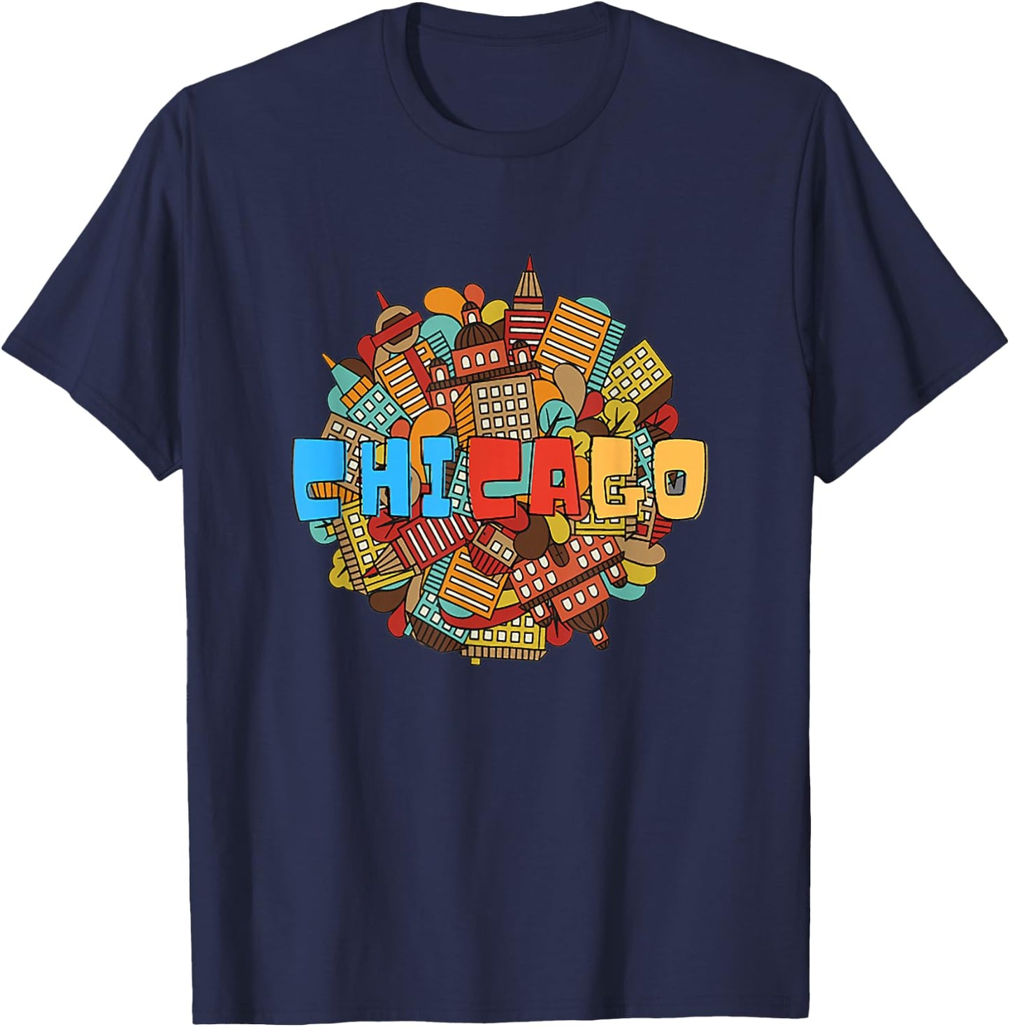 Chicago City State Illinois Downtown Urban Souvenirs T-Shirt - T-Shirt | Navy