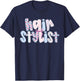 Coquette Floral Checkered Hairstylist Cosmetologist Barber T-Shirt - T-Shirt | Navy