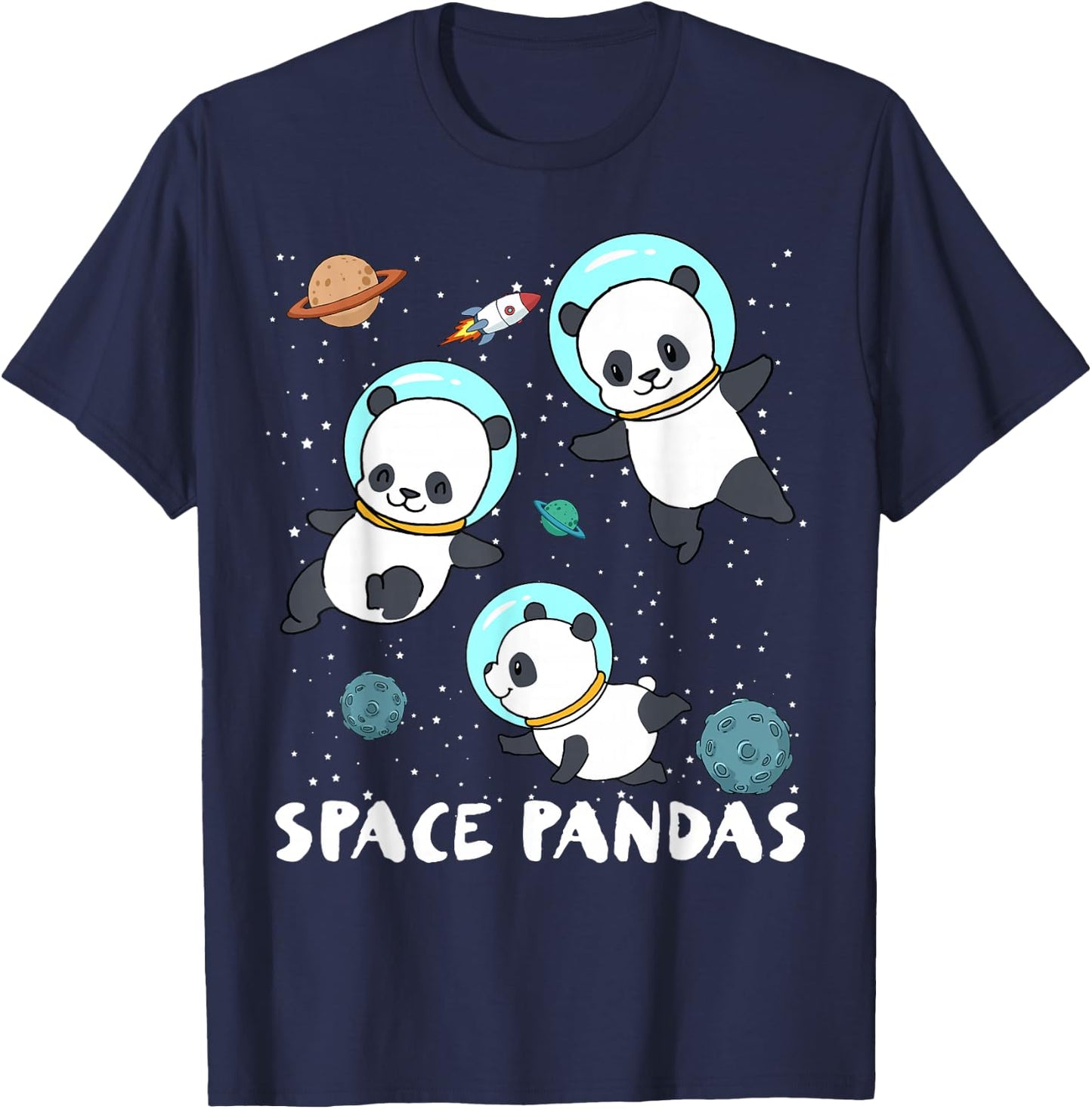 Space Pandas Funny Astronaut Planet Travel T-Shirt - T-Shirt | Navy