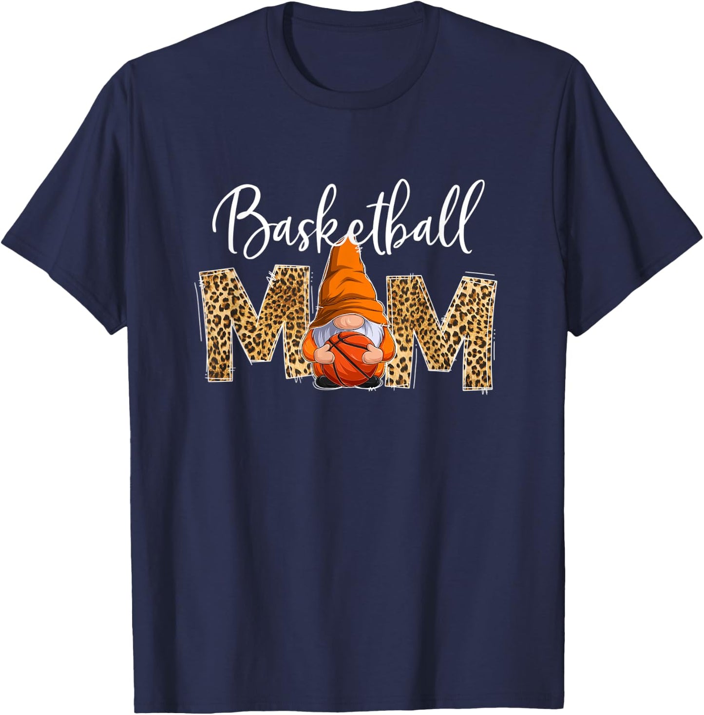 Basketball Mom Life Gnome Game Day Leopard Mother's Day T-Shirt - T-Shirt | Navy