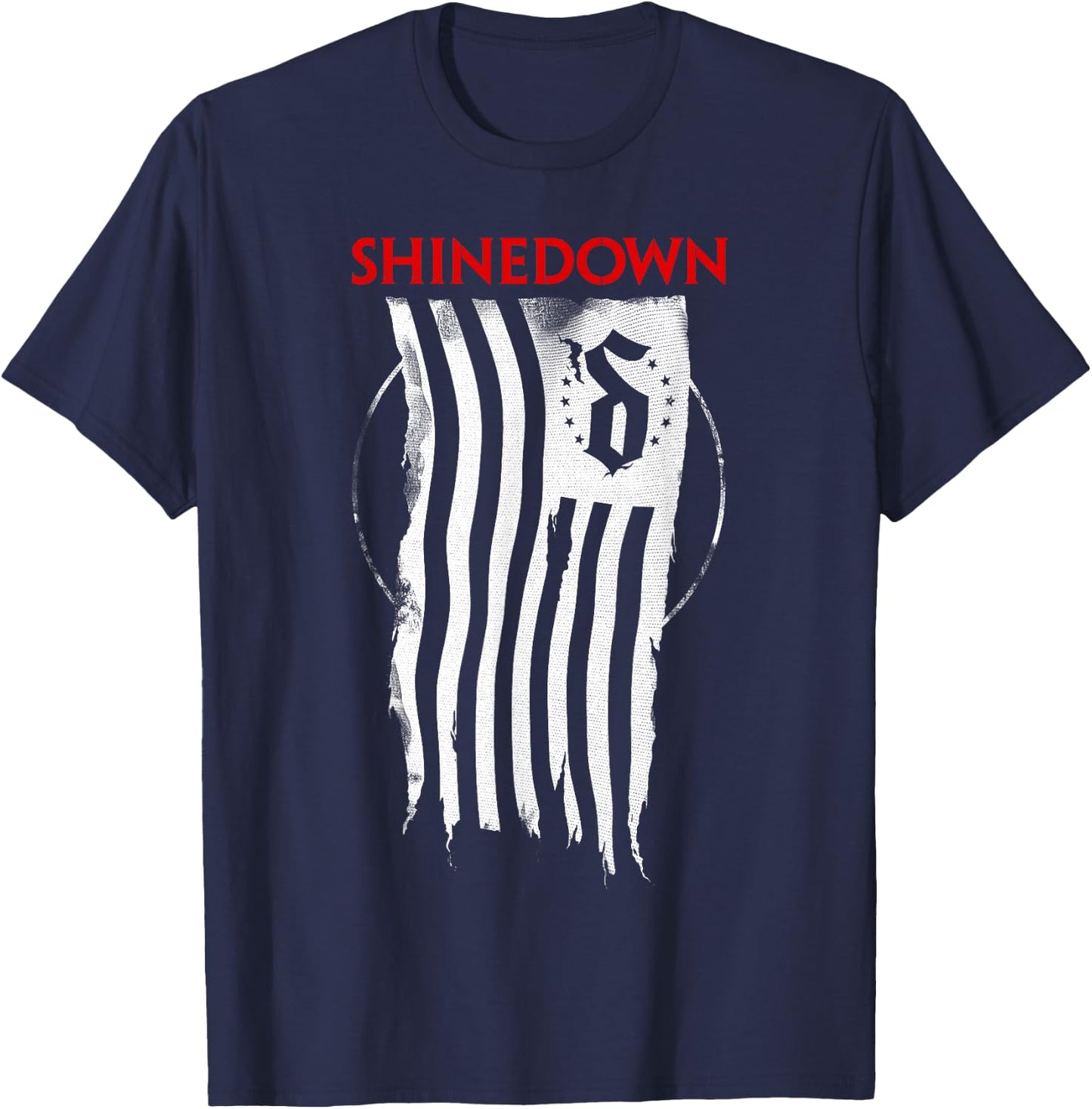 Shinedown Shredded Flag T-Shirt - T-Shirt | Navy