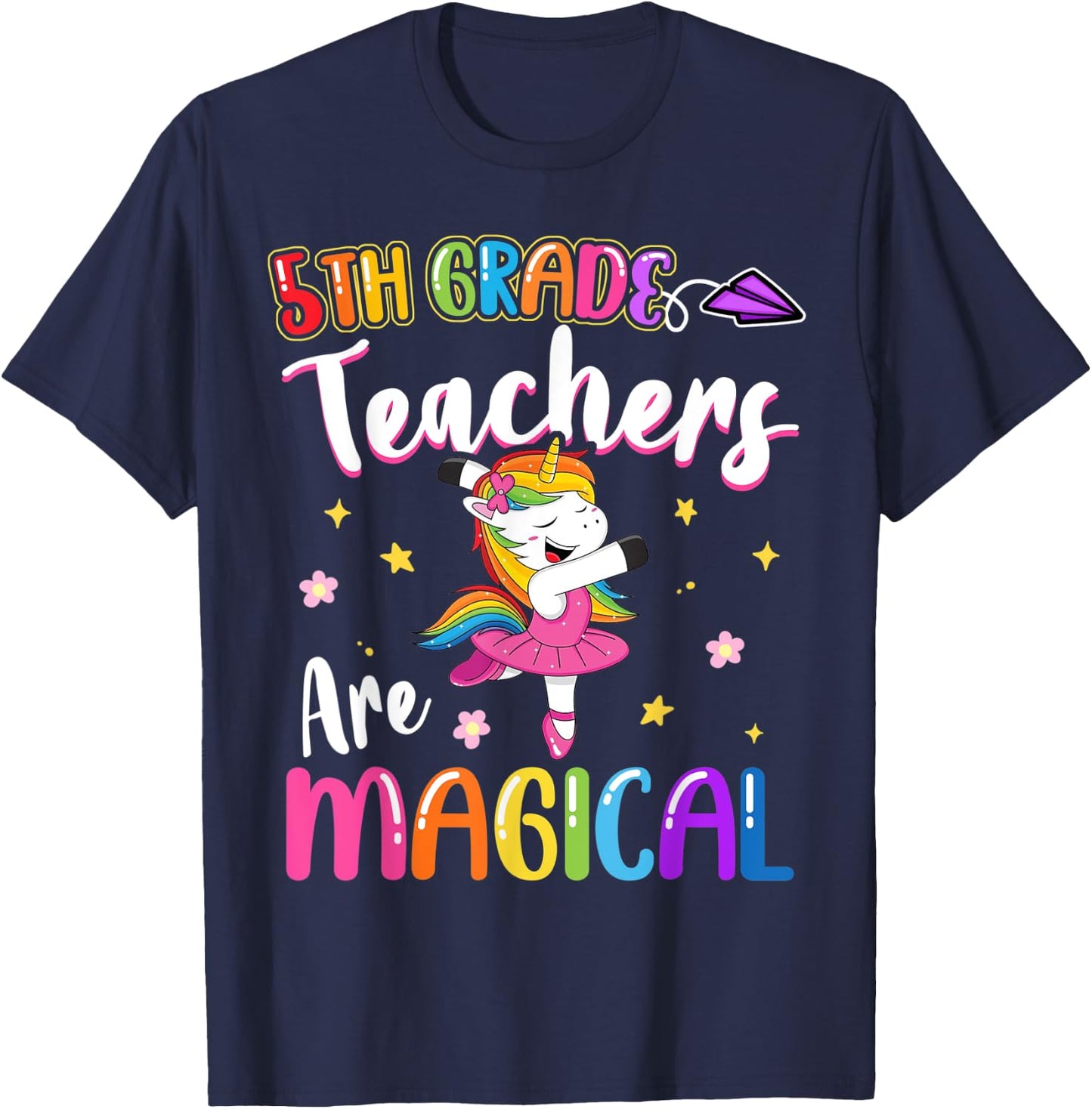 5th Grade Teachers Are Magical Fifth Grade Unicorn Teacher Men Women Kids T-Shirt - T-Shirt | Navy