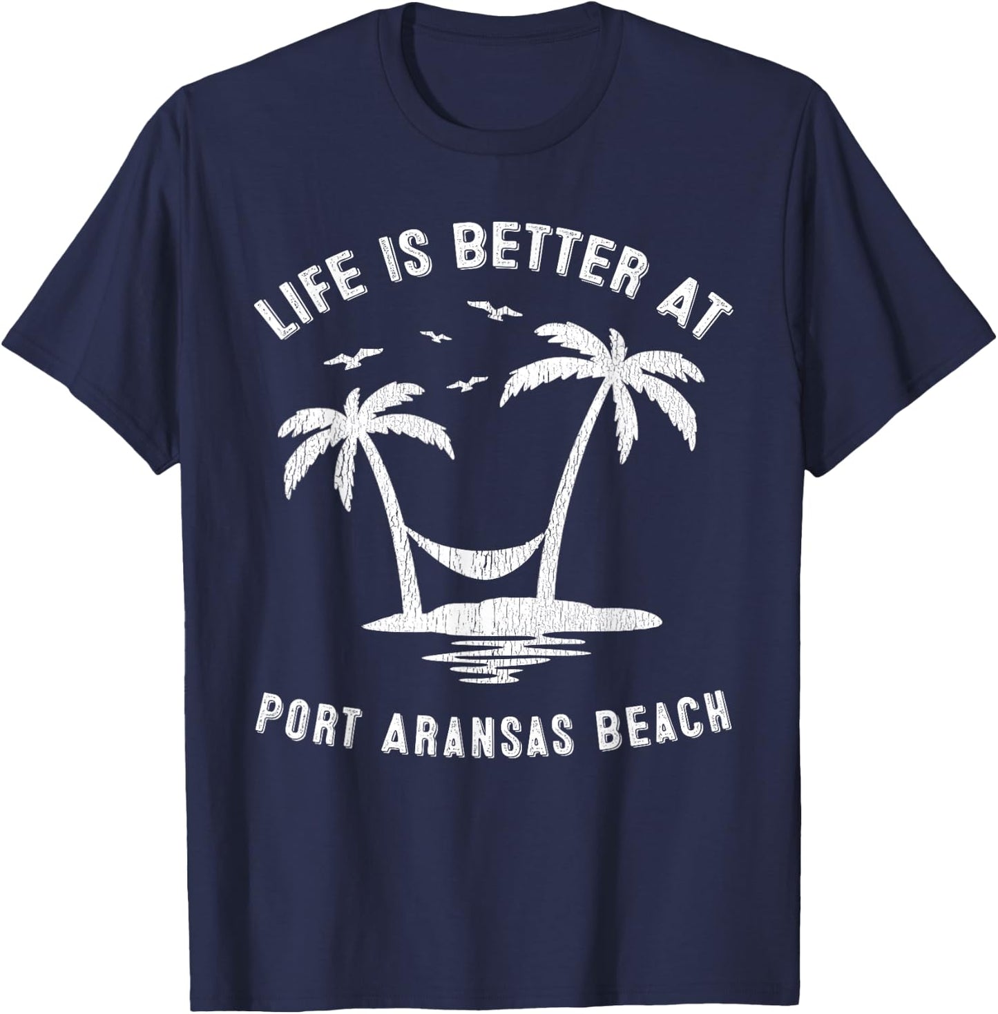 Port Aransas Family Vacation Vintage Texas Beach T-Shirt - T-Shirt | Navy