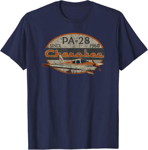 PA-28 Cherokee Airplane Since 1960 Retro Vintage Pilot T-Shirt - T-Shirt | Navy