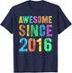 Vintage AWESOME SINCE 2016 10th Birthday Boy Girl My Tenth T-Shirt - T-Shirt | Navy