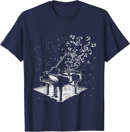 Music Melody Wings Gift Piano T-Shirt - T-Shirt | Navy