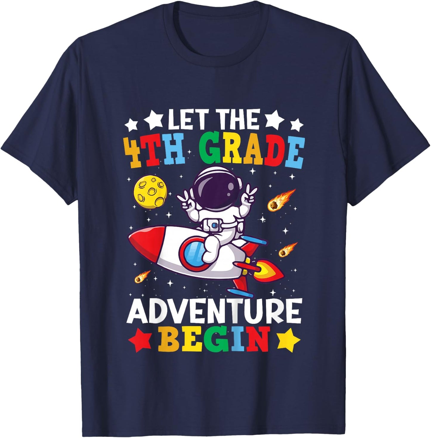 4th Grade Student Astronaut For Boys Fourth Grade Space T-Shirt - T-Shirt | Navy