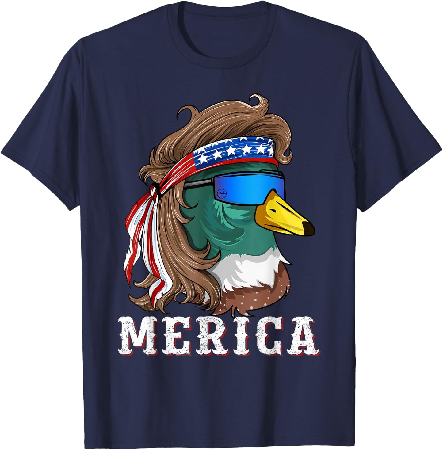 Patriotic Mallard Duck Hunting American Waterfowl Hunter T-Shirt - T-Shirt | Navy