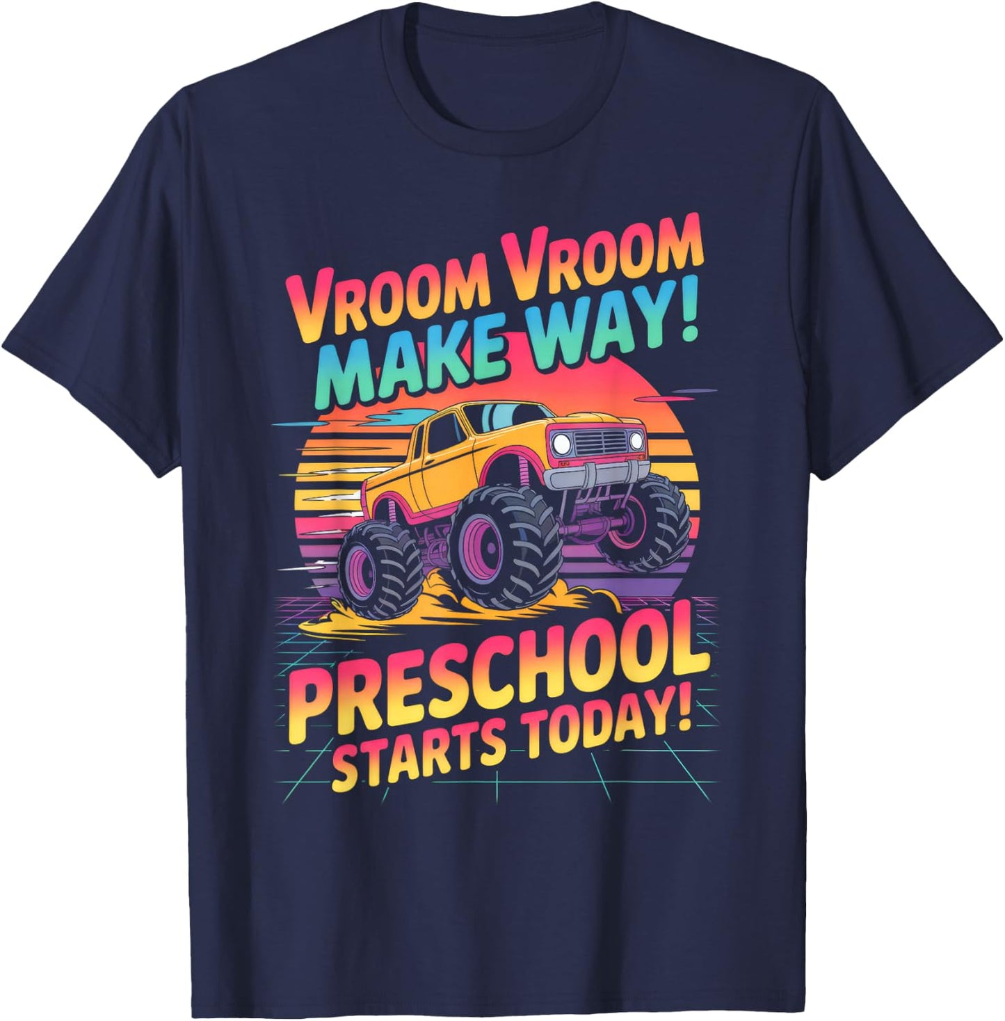 Back to School Preschool Pre-K Monster Truck First Day Boys T-Shirt - T-Shirt | Navy