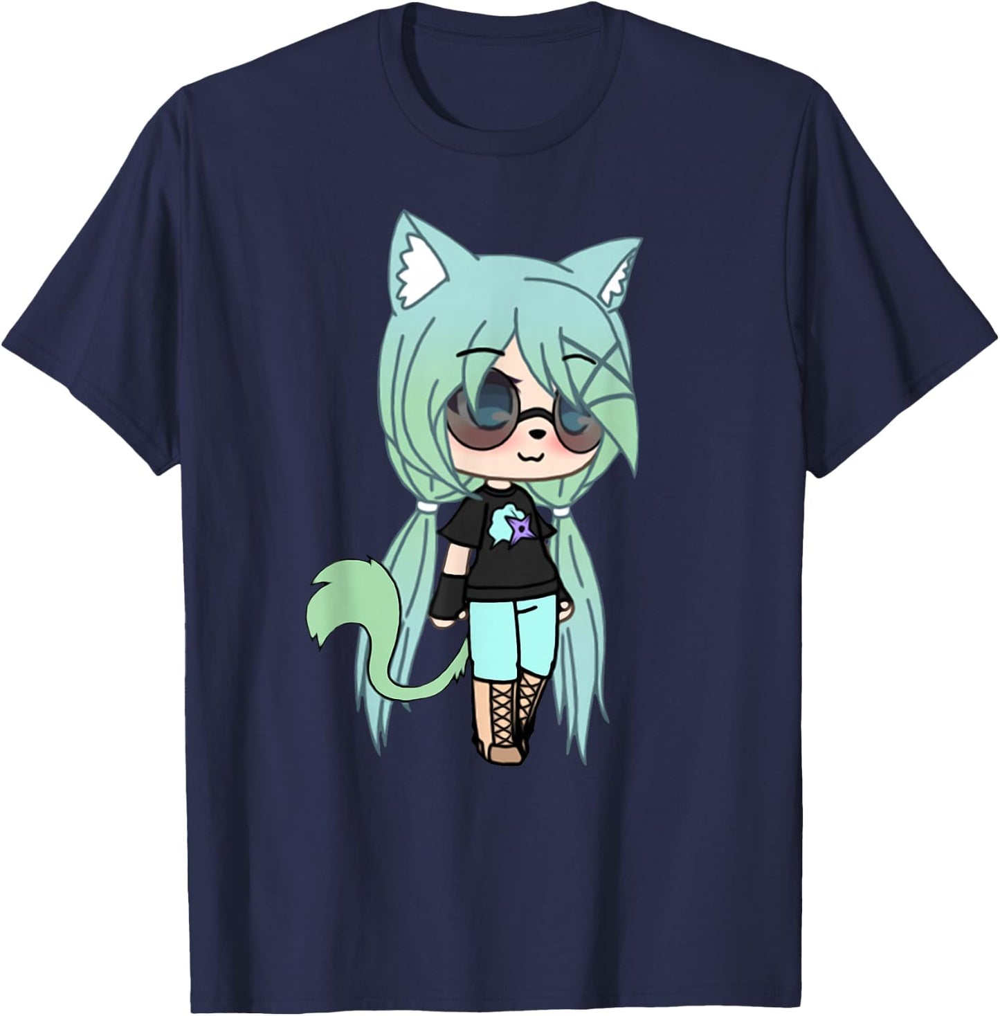Cute Chibi Style Kawaii Anime Girl Chloe Chan The Tomboy T-Shirt - T-Shirt | Navy
