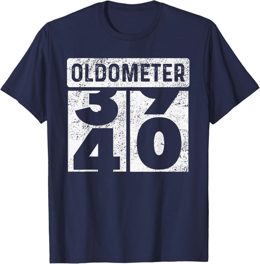 Oldometer Odometer Funny 40th Birthday Gift 40 yrs Old Joke T-Shirt - T-Shirt | Navy