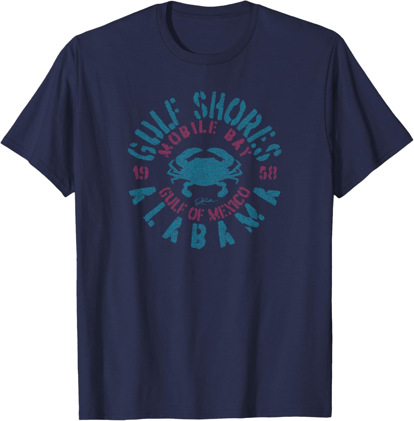 JCombs: Gulf Shores, AL, with Blue Crab T-Shirt - T-Shirt | Navy